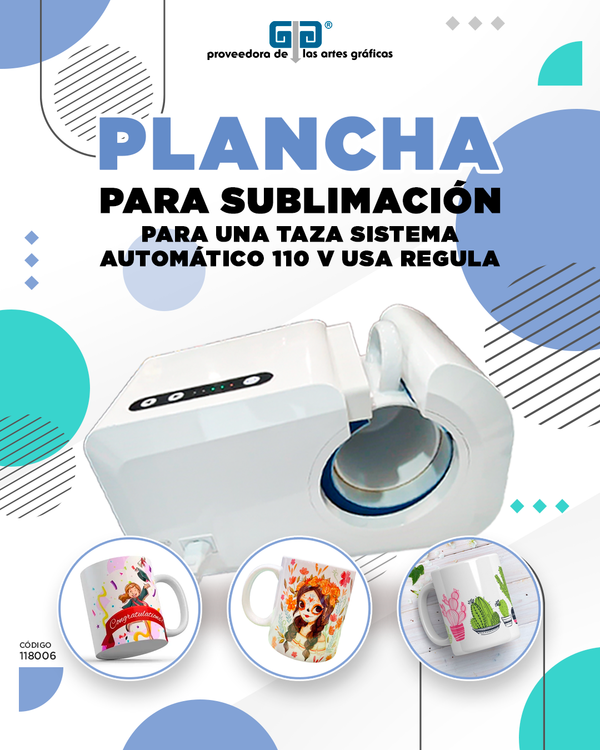 PLANCHA PARA SUBLIMACION AUTOMATICA PARA 1 TAZA, TARRO, BOTELLA