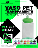 VASO PET 750 ML CON TAPA CHUPON EN $13.80
