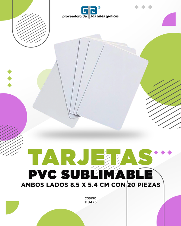 TARJETAS PVC SUBLIMABLE AMBOS LADOS 8.5 X 5.4 CM CON 20 PIEZAS PARA SUBLIMAR SUBLIMACION ENCOGRAPHICS