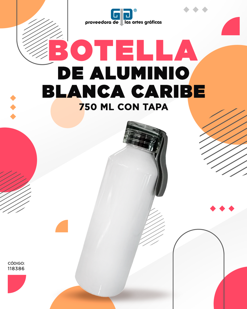 BOTELLA ALUMINIO BLANCA CARIBE PARA SUBLIMAR 750 ML SUBLIMACION