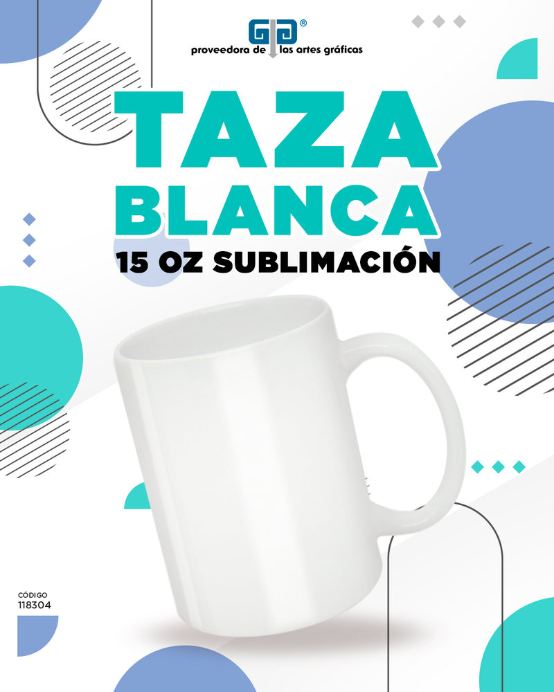 TAZA BLANCA 15 OZ PARA SUBLIMAR 443 ML SUBLIMACION ENCOGRAPHICS