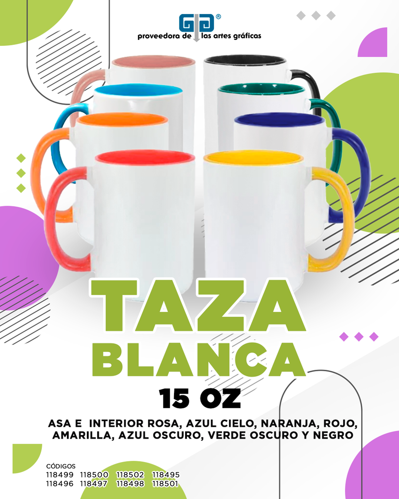 TAZA BLANCA INTERIOR Y ASSA ROJA 15 OZ