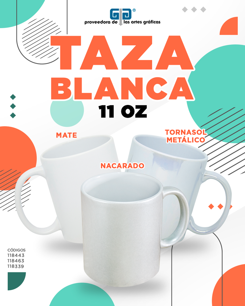 TAZA BLANCA MATE 11 OZ PARA SUBLIMAR 325 ML SUBLIMACION ENCOGRAPHICS