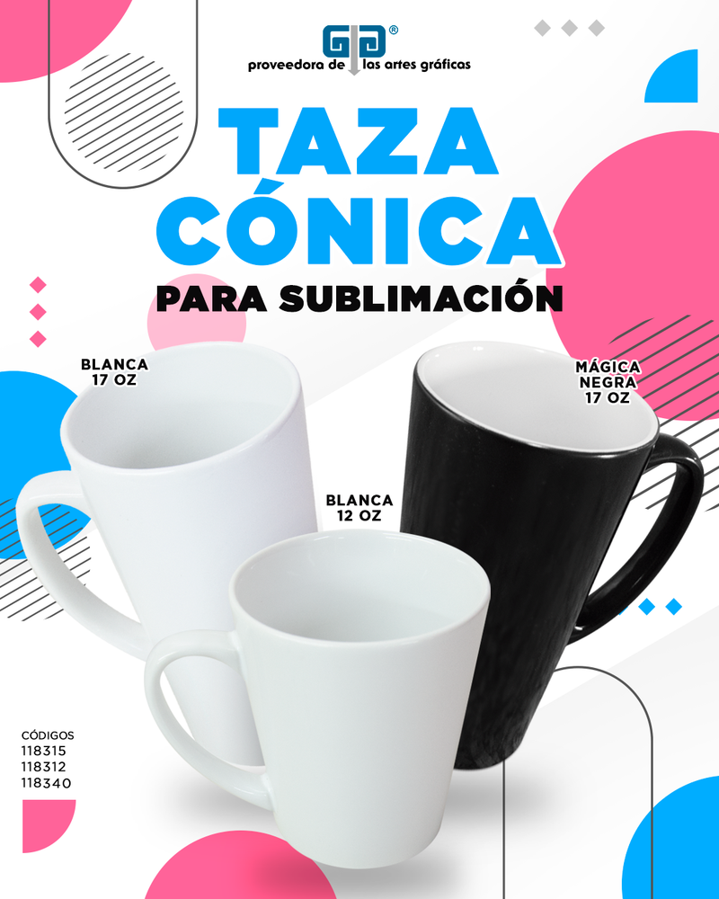 TAZA BLANCA CONICA 17 OZ PARA SUBLIMAR 500 ML SUBLIMACION ENCOGRAPHICS