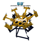 PULPO PARA SERIGRAFIA METALICO DOBLE GIRO CON 6 BRAZOS Y 4 ESTACIONES AZUL CON AMARILLO    SOBRE PEDIDO llega en 12 dias