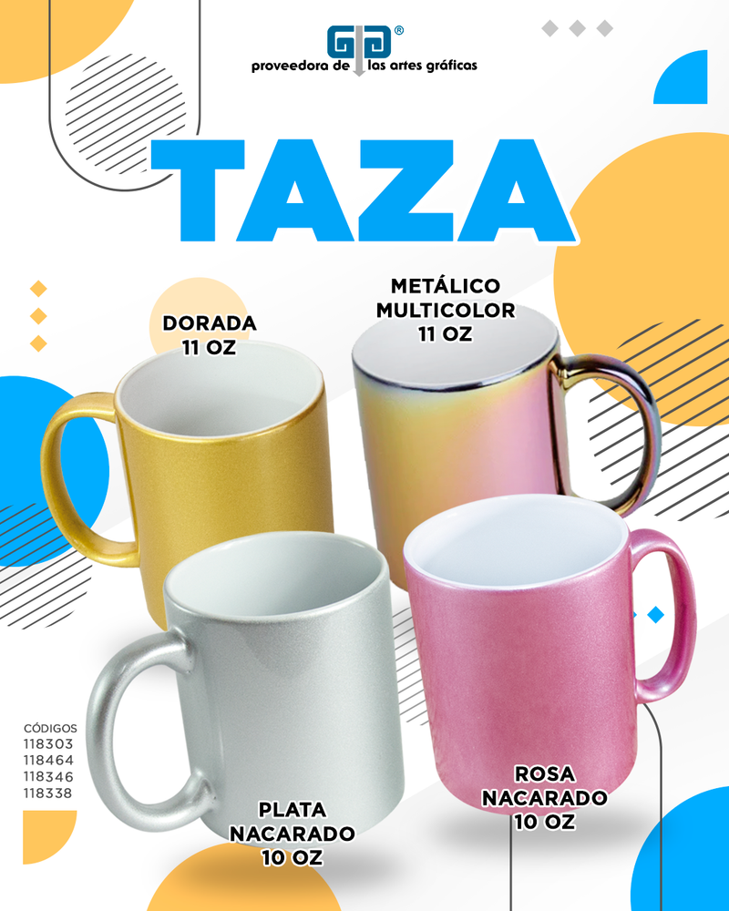 TAZA PLATA NACARADO  10 OZ PARA SUBLIMAR 290 ML SUBLIMACION ENCOGRAPHICS