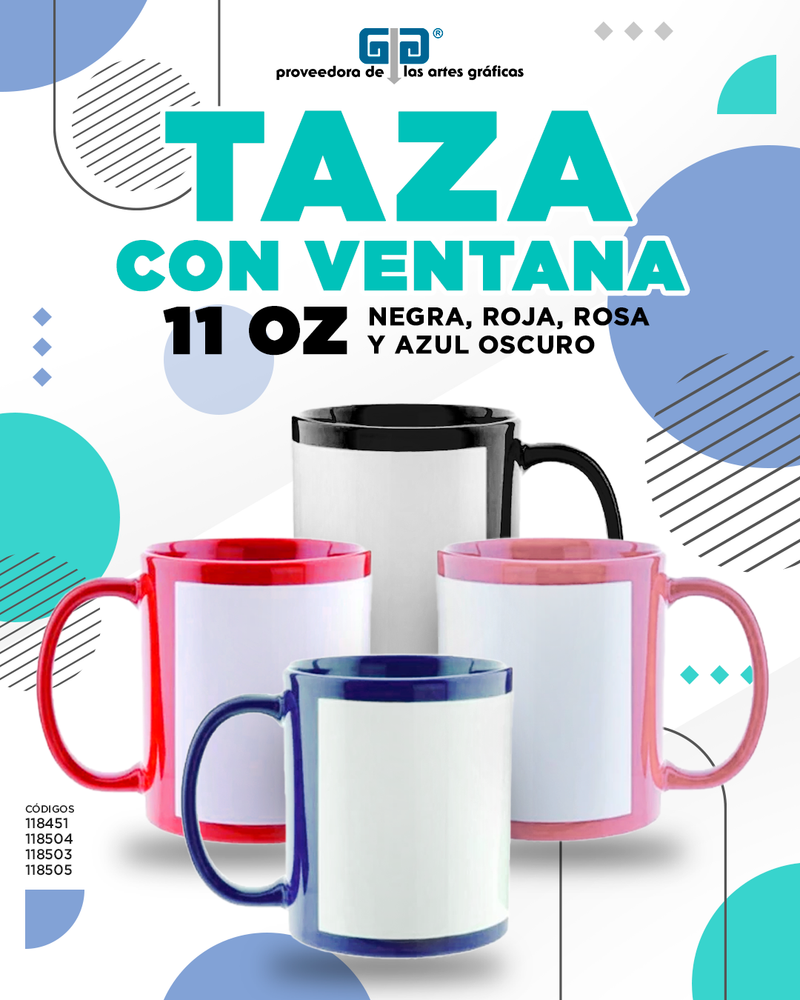 TAZA ROSA CON VENTANA 11 OZ