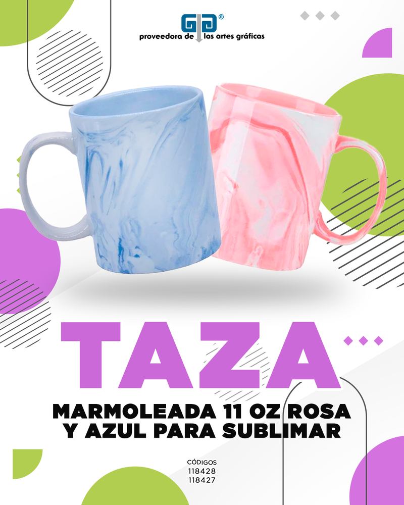 TAZA MARMOLEADA AZUL 11 OZ PARA SUBLIMAR