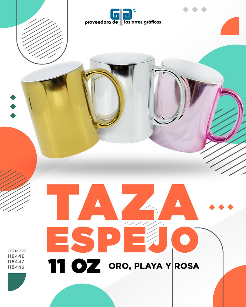 TAZA ESPEJO PLATA 11 OZ PARA SUBLIMAR 325 ML SUBLIMACION ENCOGRAPHICS