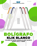 BOLIGRAFO (PLUMA) KLIK BLANCO CON CLIP DE COLOR