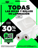 Descuento en Micas, Broches, Cerlox, Engargoladoras, Micas, Nap Lam, Guillotinas, Engrapadoras 30%