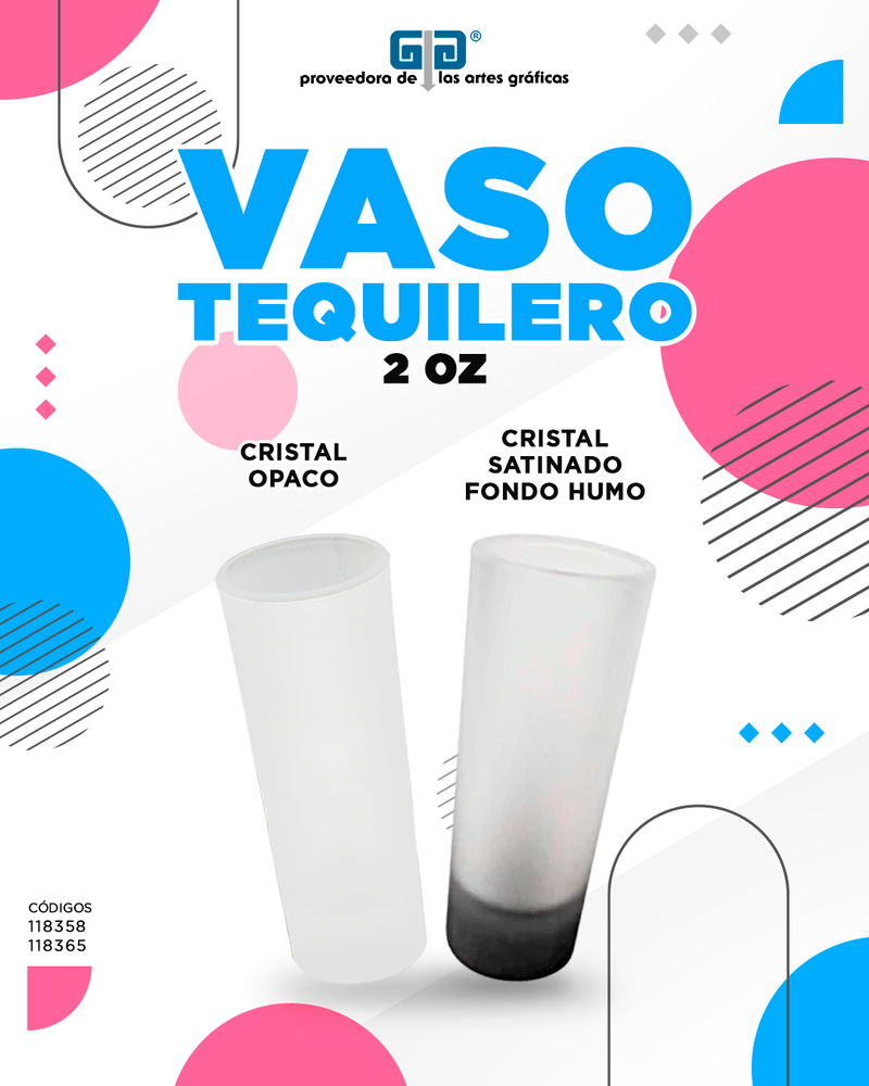 VASO TEQUILERO 2oz CRISTAL OPACO ESMERILADO PARA SUBLIMAR 58 ML SUBLIMACION ENCOGRAPHICS