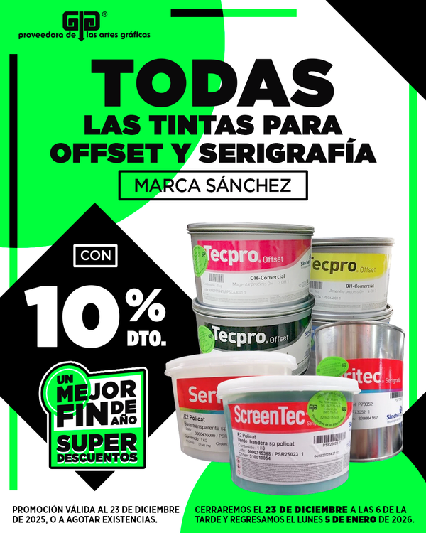 Descuento en Tintas para Offset de Sanchez Tecpro 10%