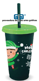 VASO NAVIDEÑO CON TAPA Y POPOTE EN 6 MODELOS 2025.   YA LLEGARON LOS 2025