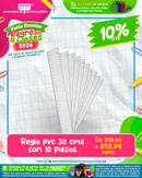 FERIA ESCOLAR REGRESO A CLASES 2026   PAQUETE CON 10 REGLAS 30 CMS