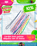 FERIA ESCOLAR REGRESO A CLASES 2026  CORDON DELGADO PARA GAFETE PAQUETE CON 25 PIEZAS