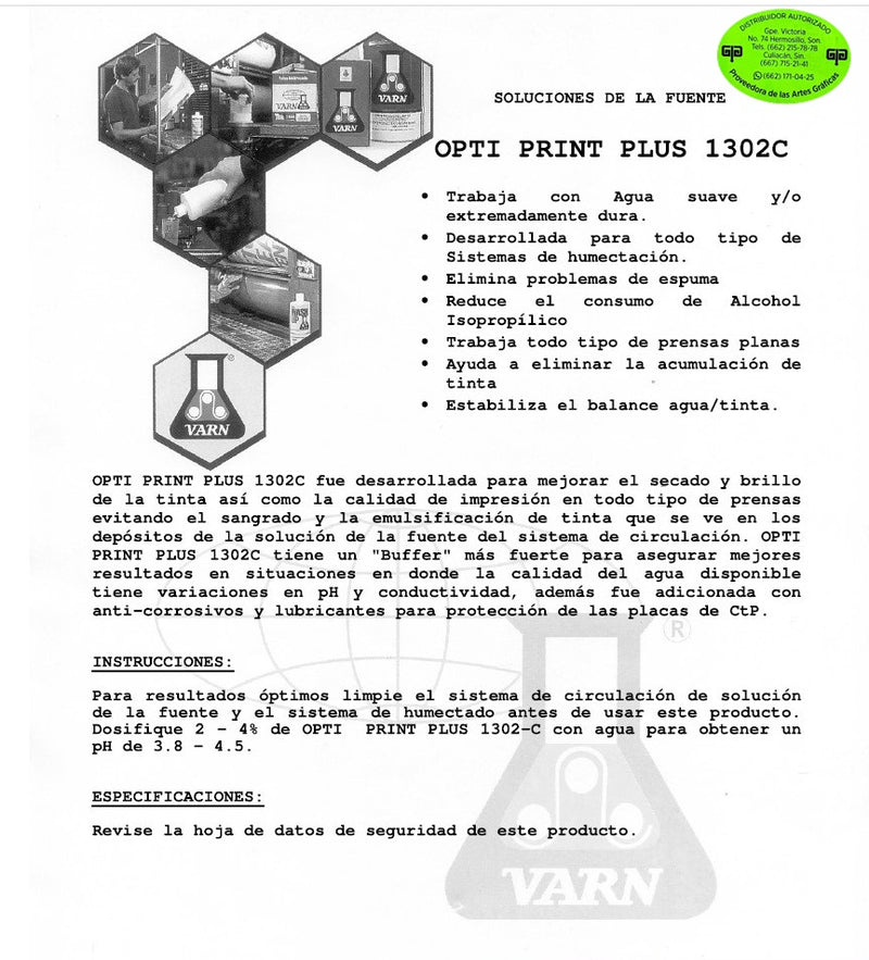 SOLUCION PARA LA FUENTE OPTI PRINT PLUS 1302 C VARN 1 GALON