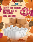5 cajas de taza para sublimar TOTAL 180 piezas por $3,480 en octubre 2026 o al agotar existencias.