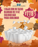 TAZA BLANCA 11 OZ CAJA CON 36 PIEZAS ACABADO BRILLANTE SUBLIMACION AAA