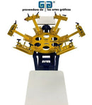 PULPO PARA SERIGRAFIA METALICO 6 BRAZOS 2 PALETAS FIJAS AZUL CON AMARILLO