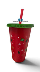 VASO NAVIDEÑO RENO ROJO TAPA VERDE POPOTE ROJO 16OZ