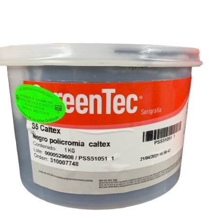 NEGRO POLICROMIA CALTEX TINTA 1 K S5 1051. PARA TELAS: ALGODON, LANA, ACETATO, RAYON, ALGODÓN-POLIESTER.