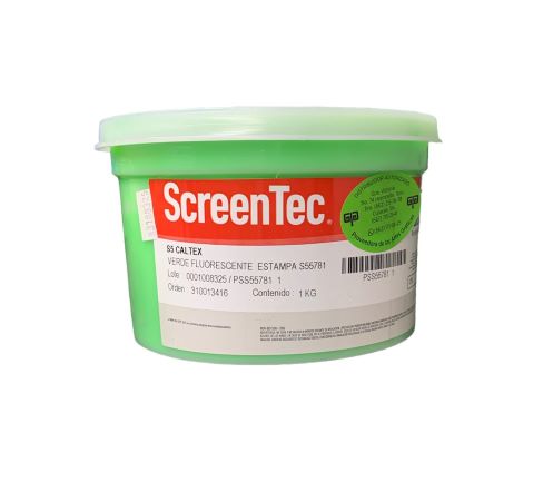 VERDE FLUORESCENTE ESTAMPA TINTA 1 KG S5 5781. PARA TELAS: ALGODON, LANA, ACETATO, RAYON, ALGODÓN-POLIESTER.