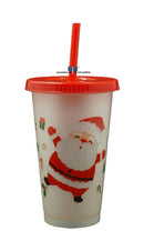 VASO NAVIDEÑO SANTA CLAUS BLANCO PERLA TAPA Y POPOTE ROJO 16 OZ