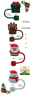 VASO NAVIDEÑO CON TAPA Y POPOTE EN 6 MODELOS 2025.   YA LLEGARON LOS 2025