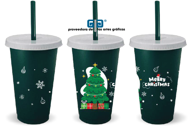 VASO NAVIDEÑO CON TAPA Y POPOTE EN 6 MODELOS 2025.   LLEGARAN PARA EL 1 DE OCTUBRE 2025
