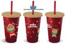 VASO NAVIDEÑO CON TAPA Y POPOTE EN 6 MODELOS 2025.   YA LLEGARON LOS 2025