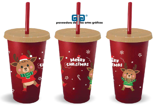 VASO NAVIDEÑO CON TAPA Y POPOTE EN 6 MODELOS 2025.   LLEGARAN PARA EL 1 DE OCTUBRE 2025