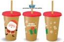 VASO NAVIDEÑO CON TAPA Y POPOTE EN 6 MODELOS 2025.   YA LLEGARON LOS 2025
