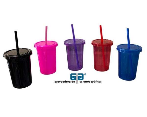 VASO PONY 16 OZ CON TAPA, VASO Y POPOTE DEL MISMO COLOR.  VARIEDAD EN COLORES