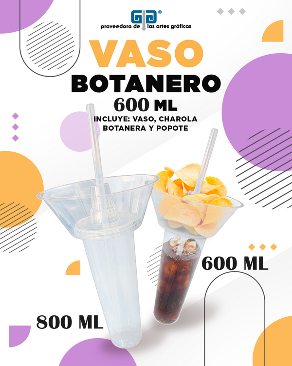 VASO BOTANERO CON POPOTE CAPACIDAD 600 ML