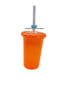 VASO FANCY  12 OZ CON TAPA Y POPOTE VARIEDAD EN COLORES Y POPOTE NATURAL 355 ML