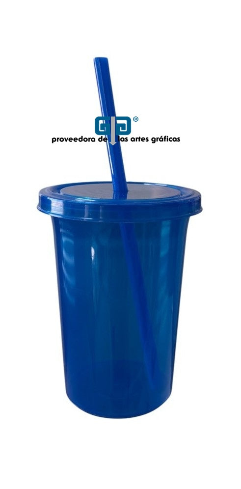 VASO PONY 16 OZ CON TAPA, VASO Y POPOTE DEL MISMO COLOR. 473 ml VARIEDAD EN COLORES
