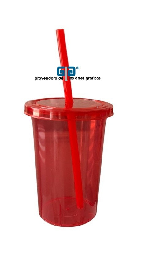 VASO PONY 16 OZ CON TAPA, VASO Y POPOTE DEL MISMO COLOR. 473 ml VARIEDAD EN COLORES