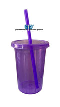 VASO PONY 16 OZ CON TAPA, VASO Y POPOTE DEL MISMO COLOR. 473 ml VARIEDAD EN COLORES