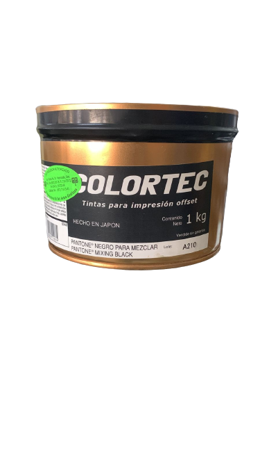 TINTA	PARA PRENSA OFFSET	COLOR	NEGRO PARA MEZCLAR PANTONE	CLAVE	5048	CONTENIDO 1 KG	MARCA	COLORTEC	PRODUCCION EN JAPON