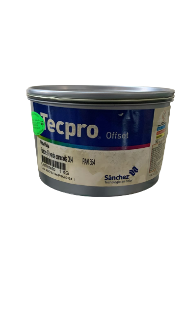 TINTA PARA PRENSA OFFSET COLOR	VERDE ESMERALDA CLAVE PAN 354 CONTENIDO 1 KG	MARCA	TECPRO SANCHEZ	PRODUCCION EN MEXICO