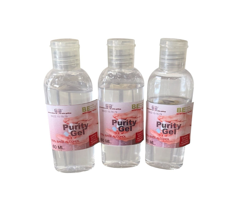 Gel Purity de 60 ml, sanitizante de manos 70% base alcohol