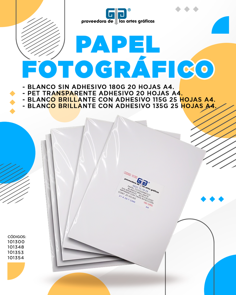 PAPEL FOTOGRAFICO BLANCO SIN ADHESIVO 180 GR A4 20 HOJAS