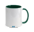 TAZA BLANCA 11 OZ PARA SUBLIMAR INTERIOR Y ASA EN VARIEDAD DE COLORES