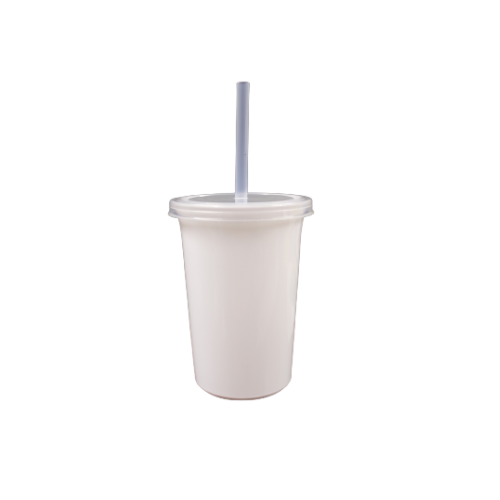 VASO 16 OZ CON TAPA Y POPOTE BLANCO