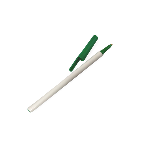 BOLIGRAFO (PLUMA) ECO BLANCO CON TAPON VERDE