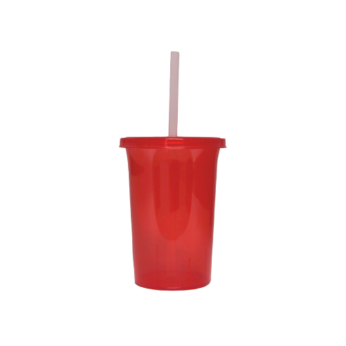 VASO 16 OZ CON TAPA Y POPOTE ROJO CLARIFICADO