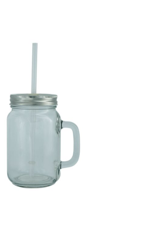 TARRO CRISTAL TRANSPARENTE MASON CON POPOTE 15 OZ PARA SUBLIMAR 443 ML SUBLIMACION ENCOGRAPHICS