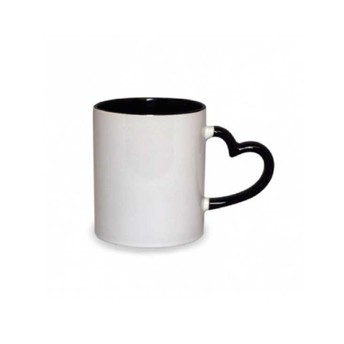 TAZA BLANCA 11 OZ ASA CORAZON INTERIOR NEGRO PARA SUBLIMAR 325 ML SUBLIMACION ENCOGRAPHICS