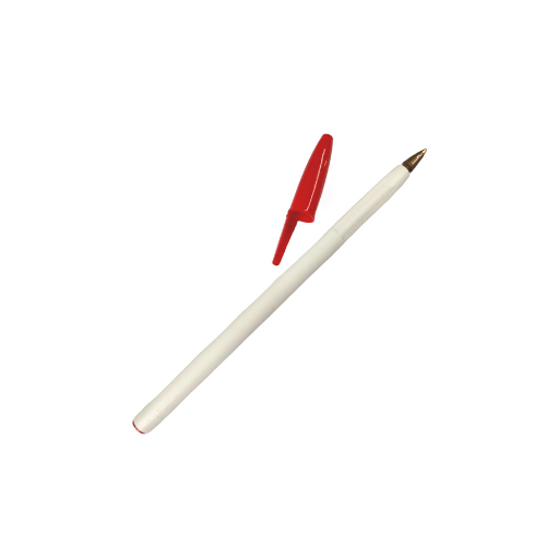 BOLIGRAFO (PLUMA) REDONDO PLUS BLANCO TAPON ROJO